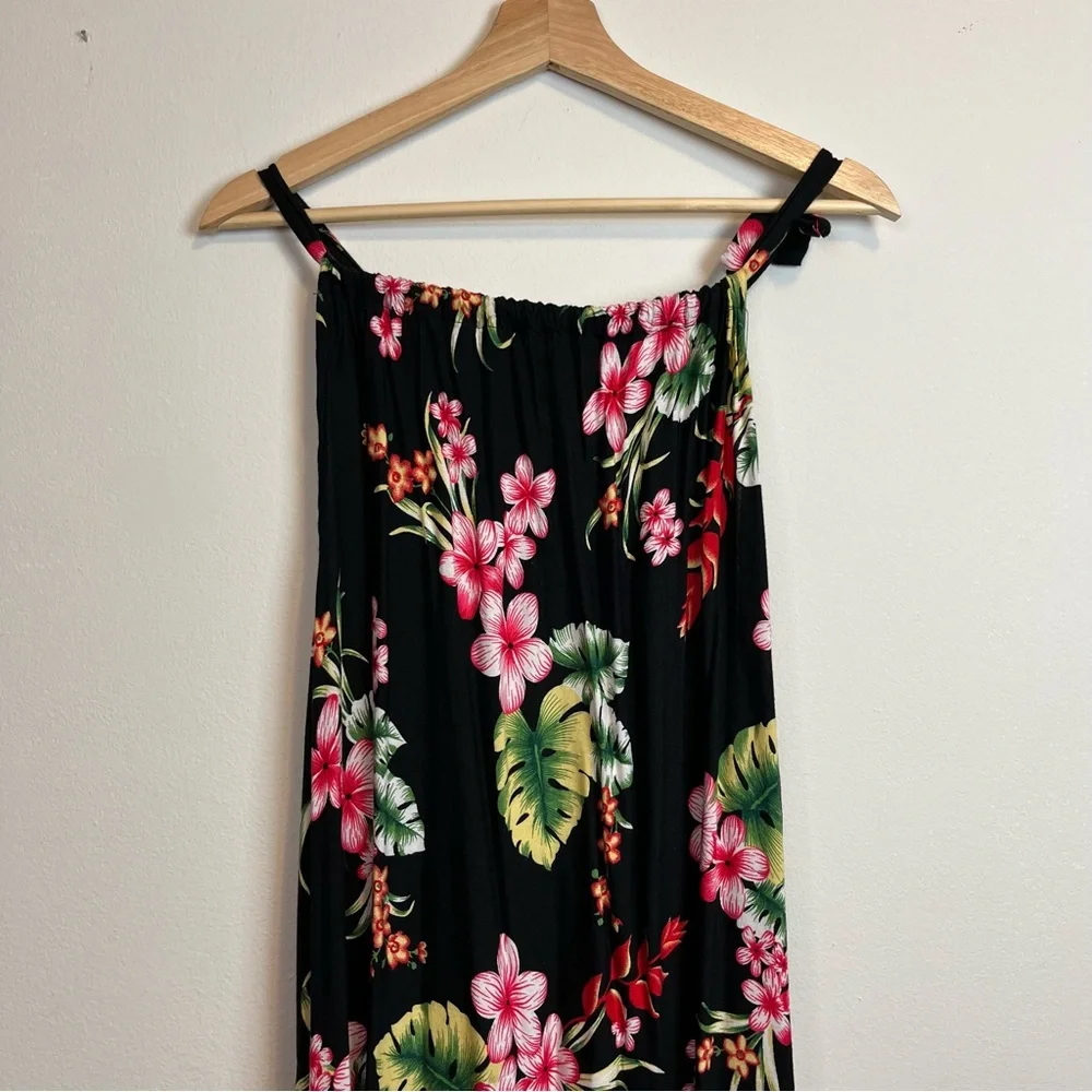 Black Pink Halter Top Floral Tunic Size 3XL Women